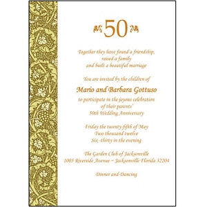 Golden wedding anniversary invitations