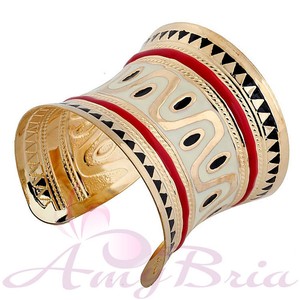 Gold-Plated-Cuff-Bracelet-Charms-White-Printed-Bangle-For-Women-Prom ...