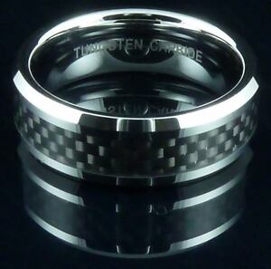 ... -Carbide-Ring-Black-Carbon-Fiber-Band-Wedding-Engagement-UK-Size-X