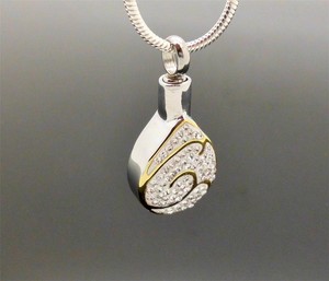 ... White-Crystal-Gold-Design-Memorial-Keepsake-Cremation-Urn-Pendant-NIB