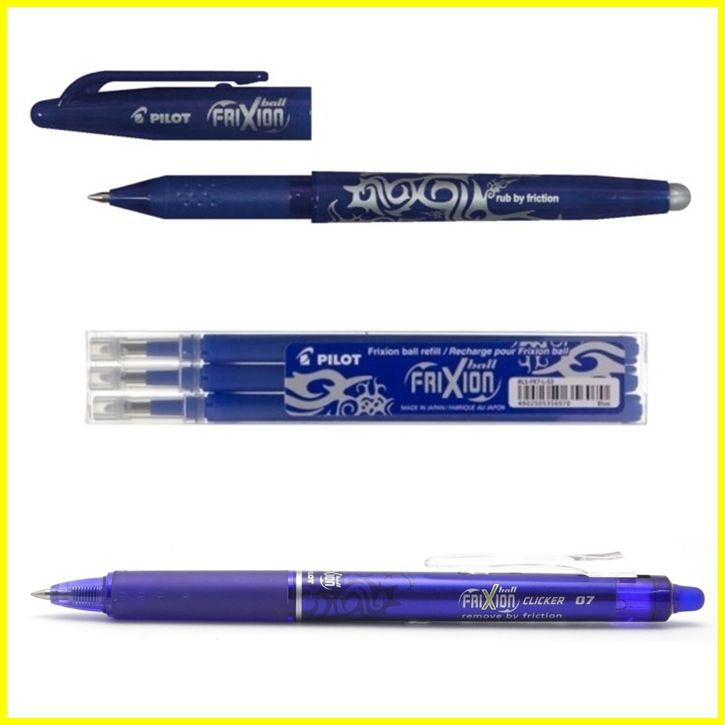 NEW PILOT FRIXION/Clicker/Refills ERASABLE roller ball Marker pen 0.7mm BLUE
