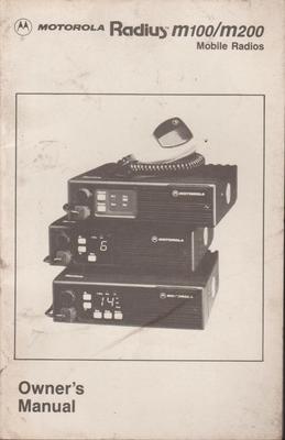 Motorola Radius M100 / M200 Mobile Radios Owner Manual 1988 . Buy it now for 7.99