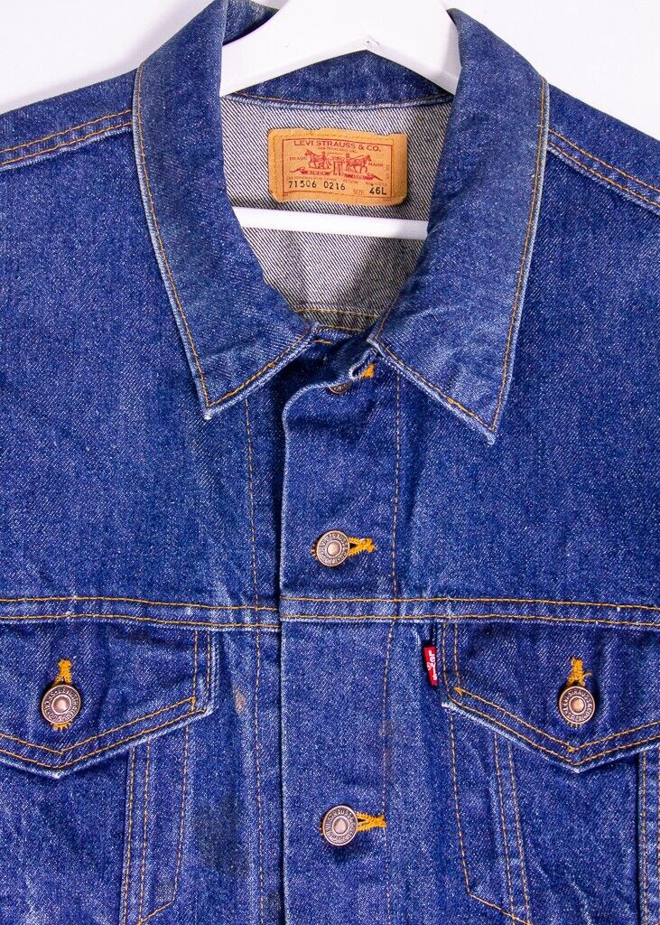 Levi's Strauss & Co 71506-0216 Denim Trucker Jacket 46L Made In USA Stains