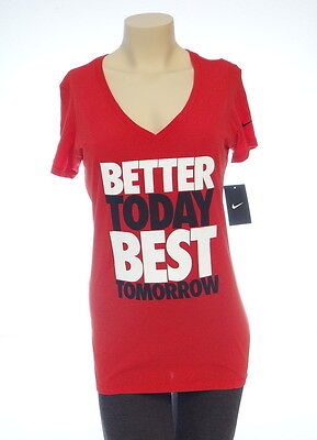 Nike Better Today Best Tomorrow Red Slim Fit Tee T Shirt Women's Medium M