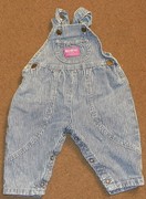 Vintage OSHKOSH B'GOSH Jeans Denim OVERALLS Size 6/9 Months Railroad Pinstriped