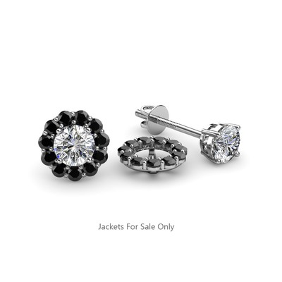 Pre-owned Trijewels Black Diamond Halo Jacket For Stud Earrings 0.69 Ctw In 14k Gold Jp:39260