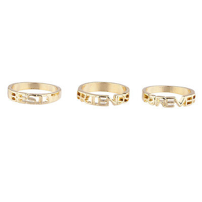 Lux Accessories Goldtone Best Friends Forever BFF Friendship Ring Set