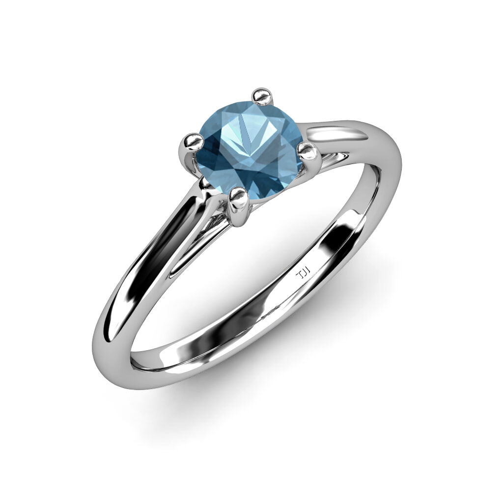 Pre-owned Trijewels Blue Topaz Solitaire Engagement Ring 1.05 Ct In 14k Gold Jp:82036