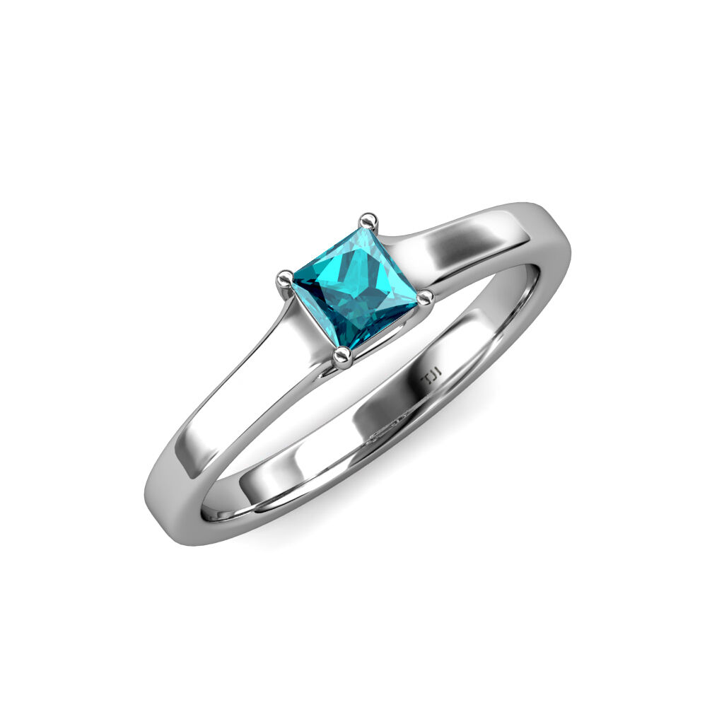 Pre-owned Trijewels London Blue Topaz Solitaire Engagement Ring 0.55 Ct In 14k Gold Jp:81726