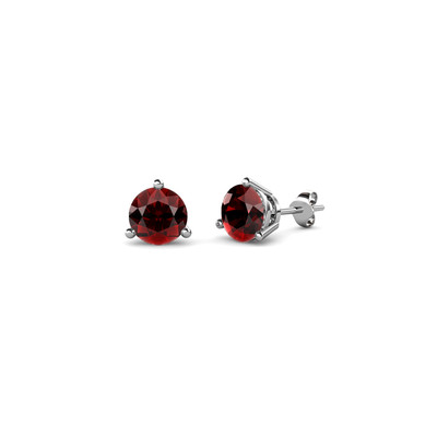 Pre-owned Trijewels Red Garnet 4mm 3 Prong Solitaire Stud Earrings 0.63 Ctw 14k Gold Jp:63602 In Reddish-orange