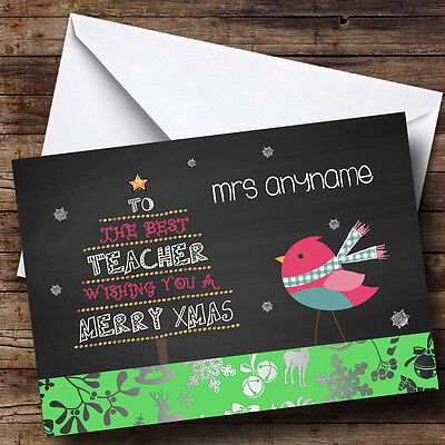 Robin Best Teacher Personalised Christmas (Best Personalized Christmas Cards)
