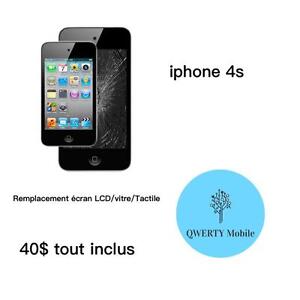 iPhone  4/4s/5/5s/5c/6/6+ remplacement écran lcd  Laval  Bas prix, rapide et 100% garanti (remplacement écran 4s 40$)