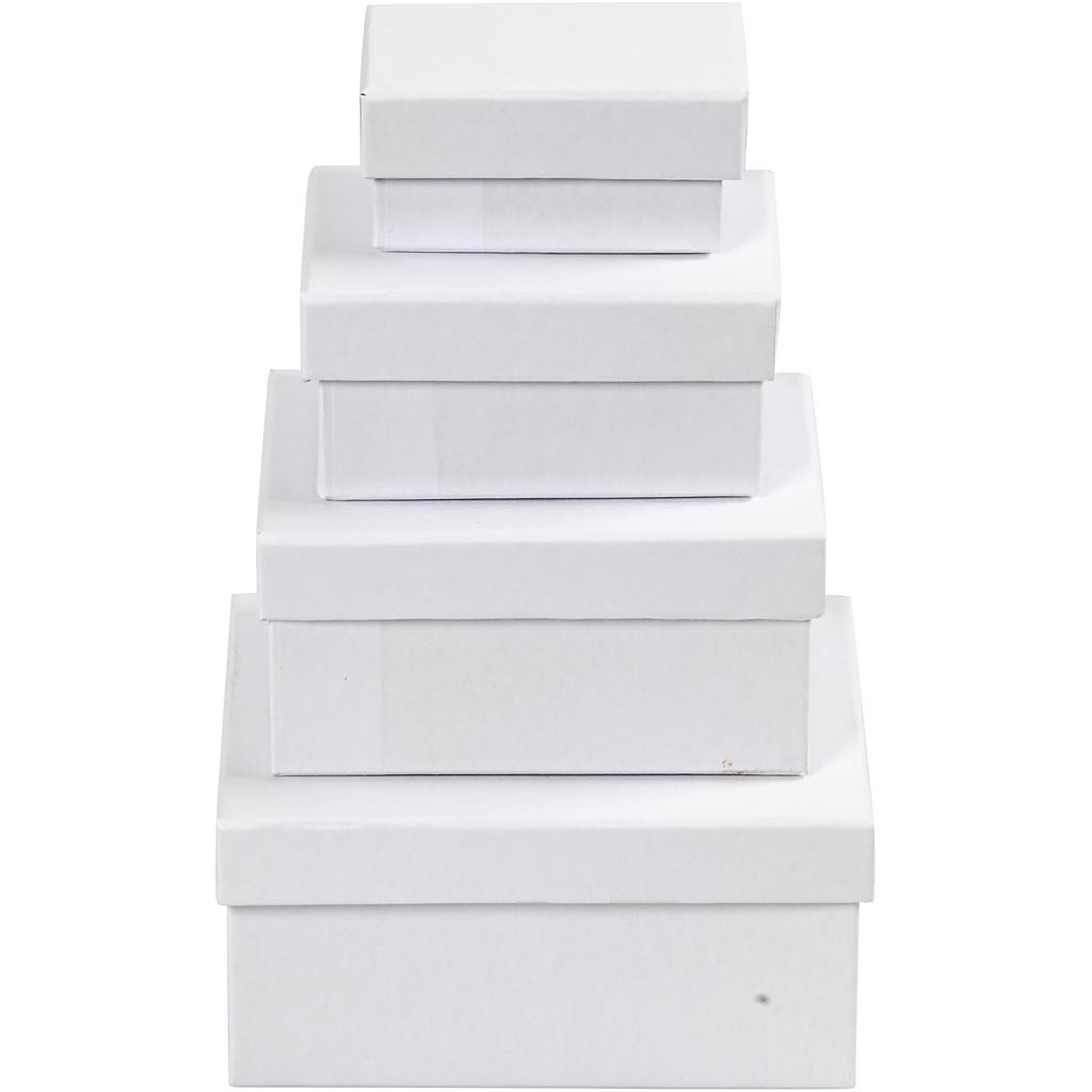 White Cardboard Box Set of 4 - Small Medium Large - Rectangular