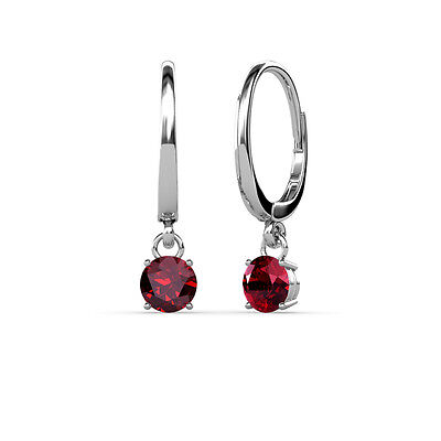 Pre-owned Trijewels Ruby 4mm 4 Prong Solitaire Dangling Earrings 0.55 Ctw 14k Gold Jp Id: 66973 In Red