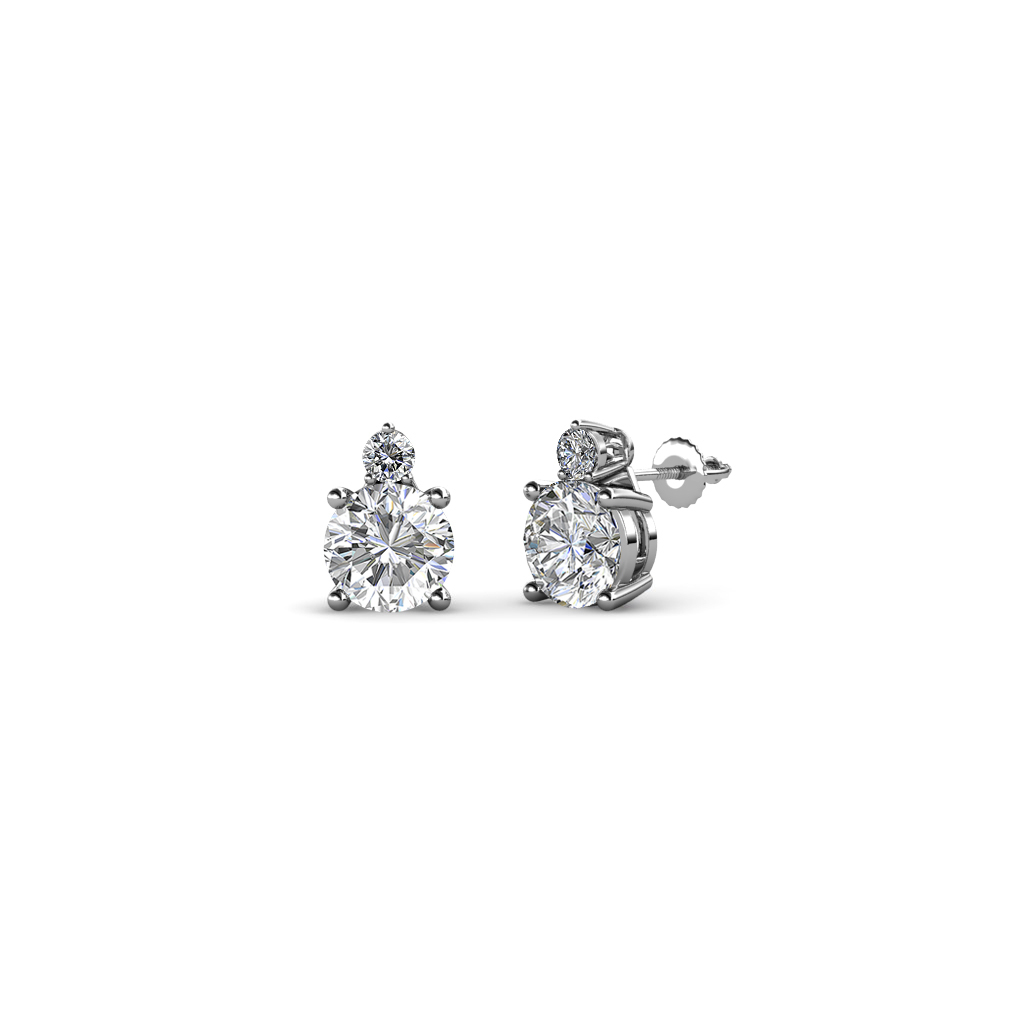 Pre-owned Trijewels Diamond 0.55 Ctw Two Stone Womens Stud Earrings In 14k Gold Jp:68943 In G - H