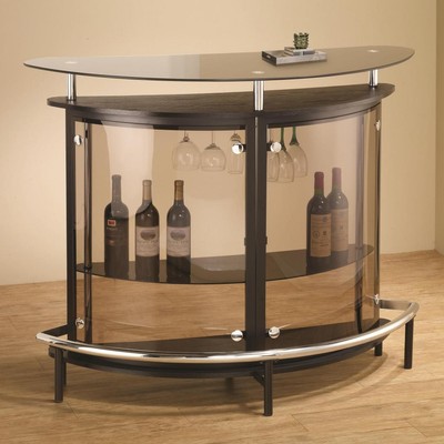 Contemporary Black Bar Table Unit with Smoked ...