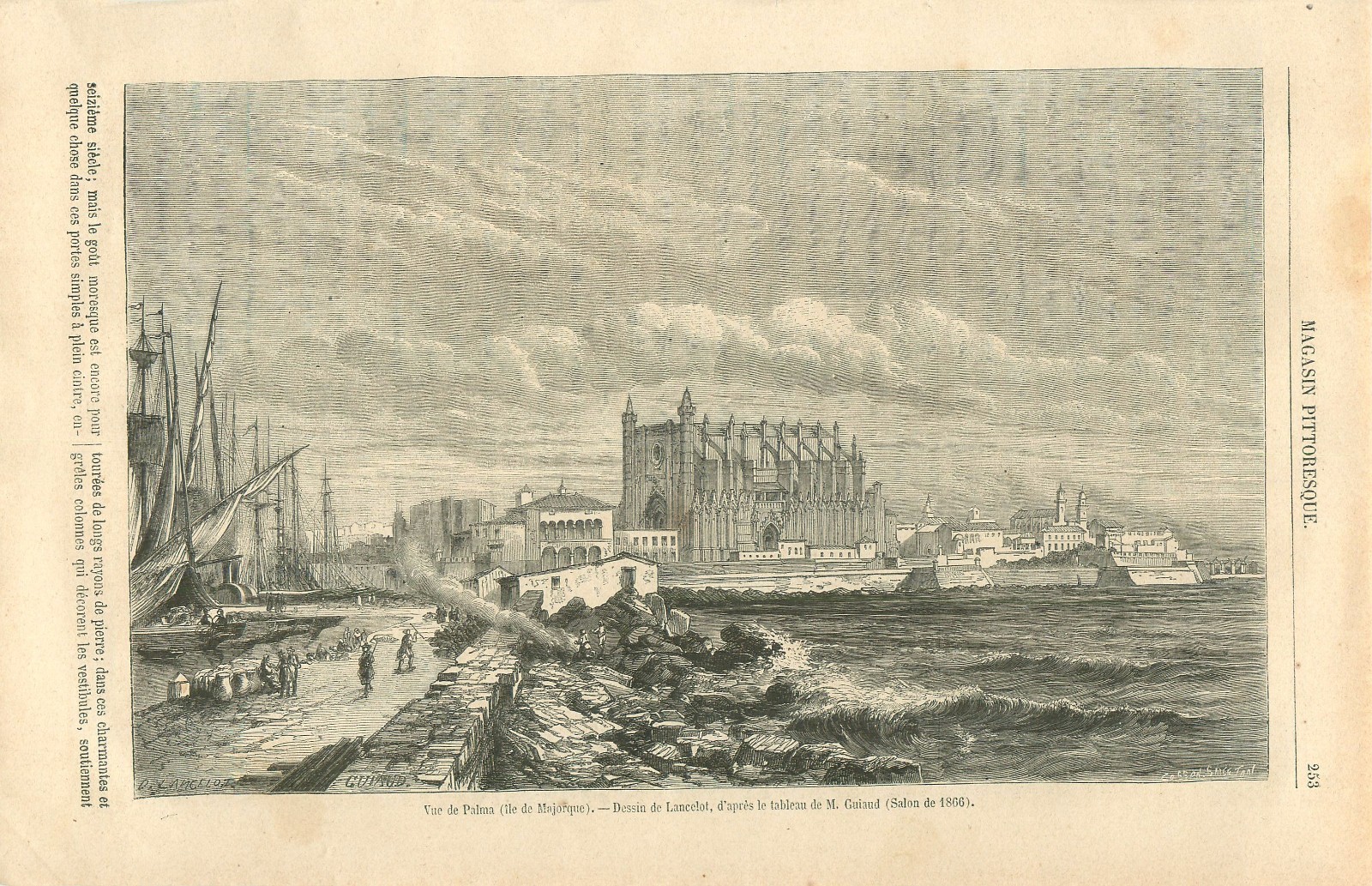 Image Port de Palma de Majorque Îles Baléares Espagne par Guiaud GRAVURE PRINT 1867 Image Port de Palma de Majorque Îles Baléares Espagne par Guiaud GRAVURE PRINT 1867