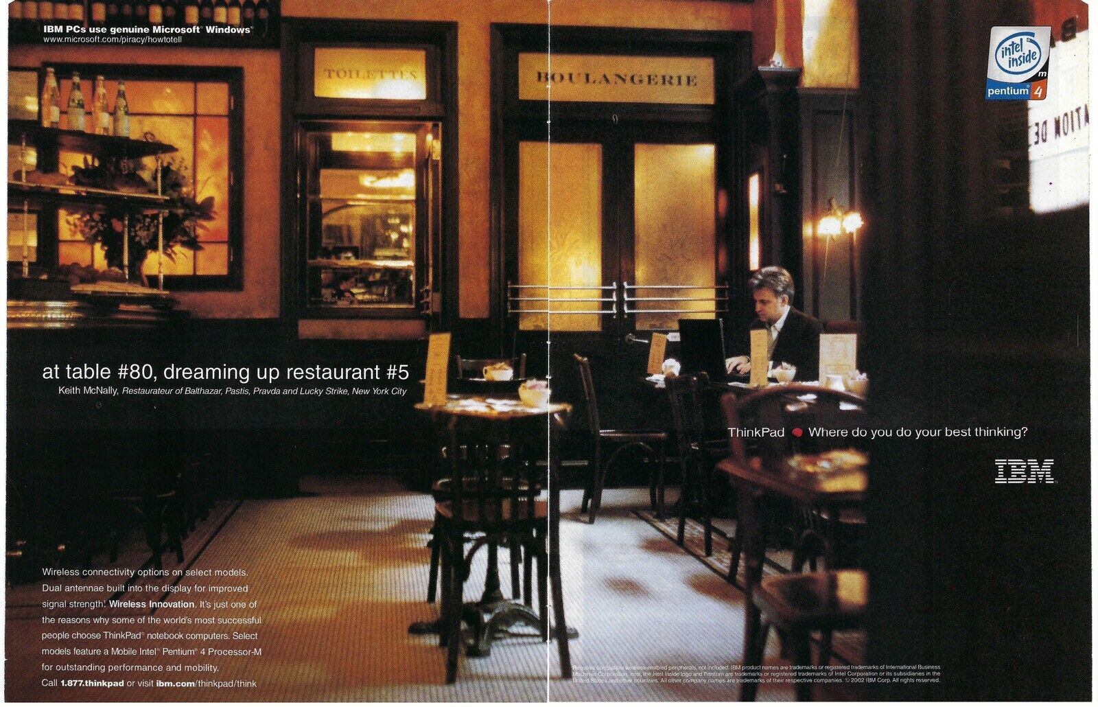 2002 IBM ThinkPad Intel Table #80 Restaurant #5 Vintage Magazine Print Ad/Poster