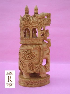 Elephant Animal gift home Decor india wooden handicraft sculptue Royal King Indi