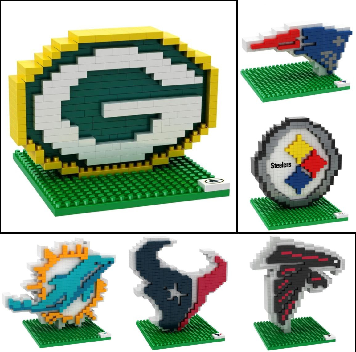 Nfl Football 3d Brxlz Team Logo Puzzle Construction Block Set - Pick Team!