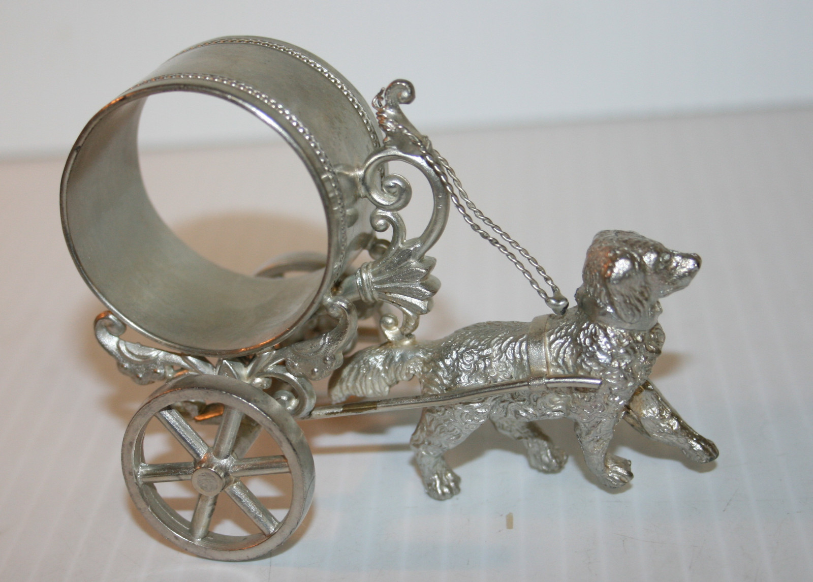 Victorian Silver Plated Napkin Ring Proud Dog Pulls Cart Simpson, Hall...#33