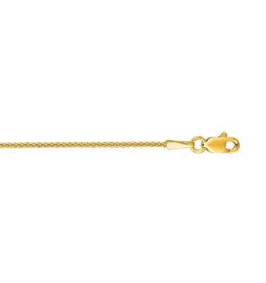 Pre-owned Teachers Jewelry 14k Yellow Gold Round Wheat Chain 18" Necklace Shiny 1.3 Mm Lobster Claw Lock
