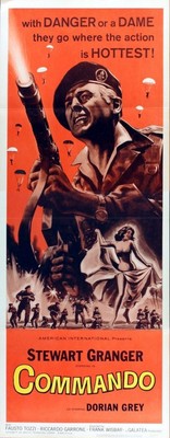 COMMANDO 1962 Stewart Granger, Dorian Grey US INSERT POSTER