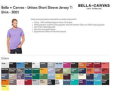 Bella Canvas Shirt Color Chart