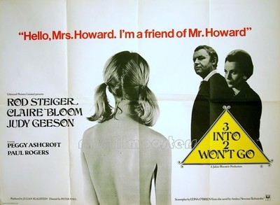 3 INTO 2 WON’T GO 1969 Rod Steiger, Claire Bloom, Judy Geeson UK QUAD POSTER