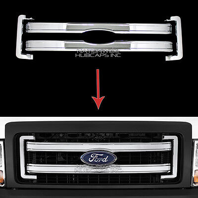 2013 14 Ford F150 CHROME Snap On Grille Overlays Front Grill Covers Trim Inserts