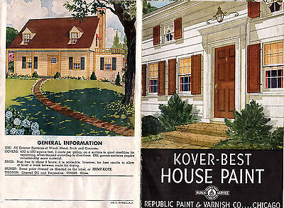 Kover Best Exterior House Paint 1949 Illustrated Brochure & Color Chart (Best Exterior House Colors)