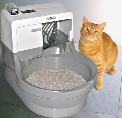 Self Flushing self washing litter box cat ...