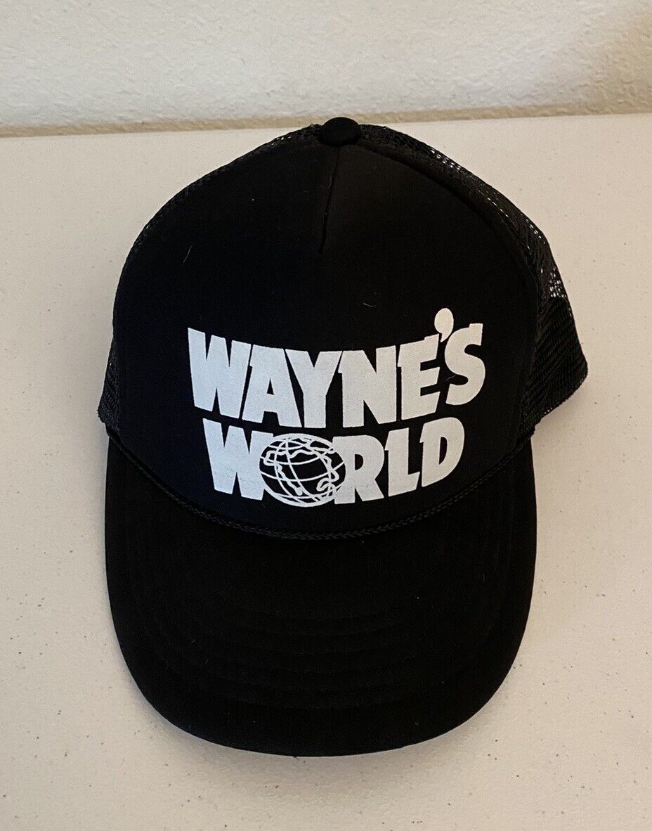 Wayne's World Trucker Hat Cap Black Vintage Meshback SnapBack One Size Fits All
