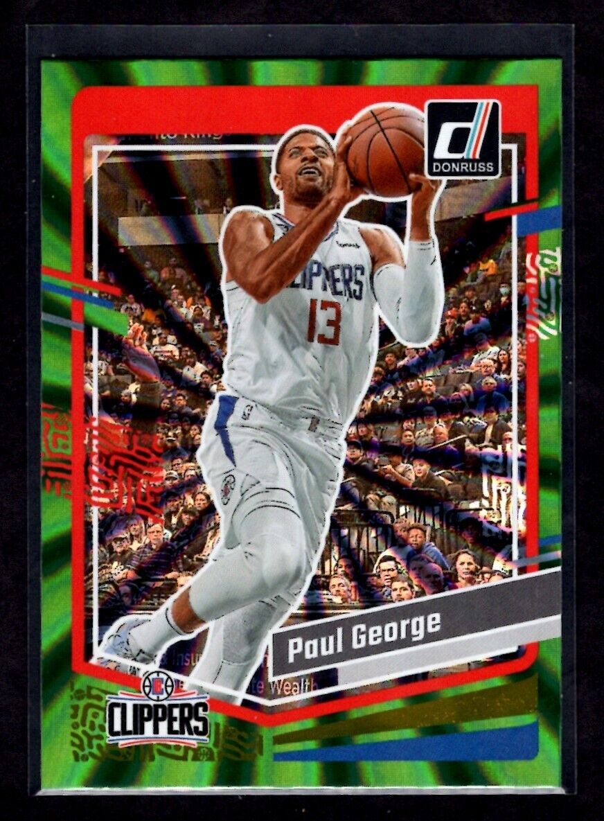 Paul George 2023-24 Donruss Holo Green Laser #167 Los Angeles Clippers