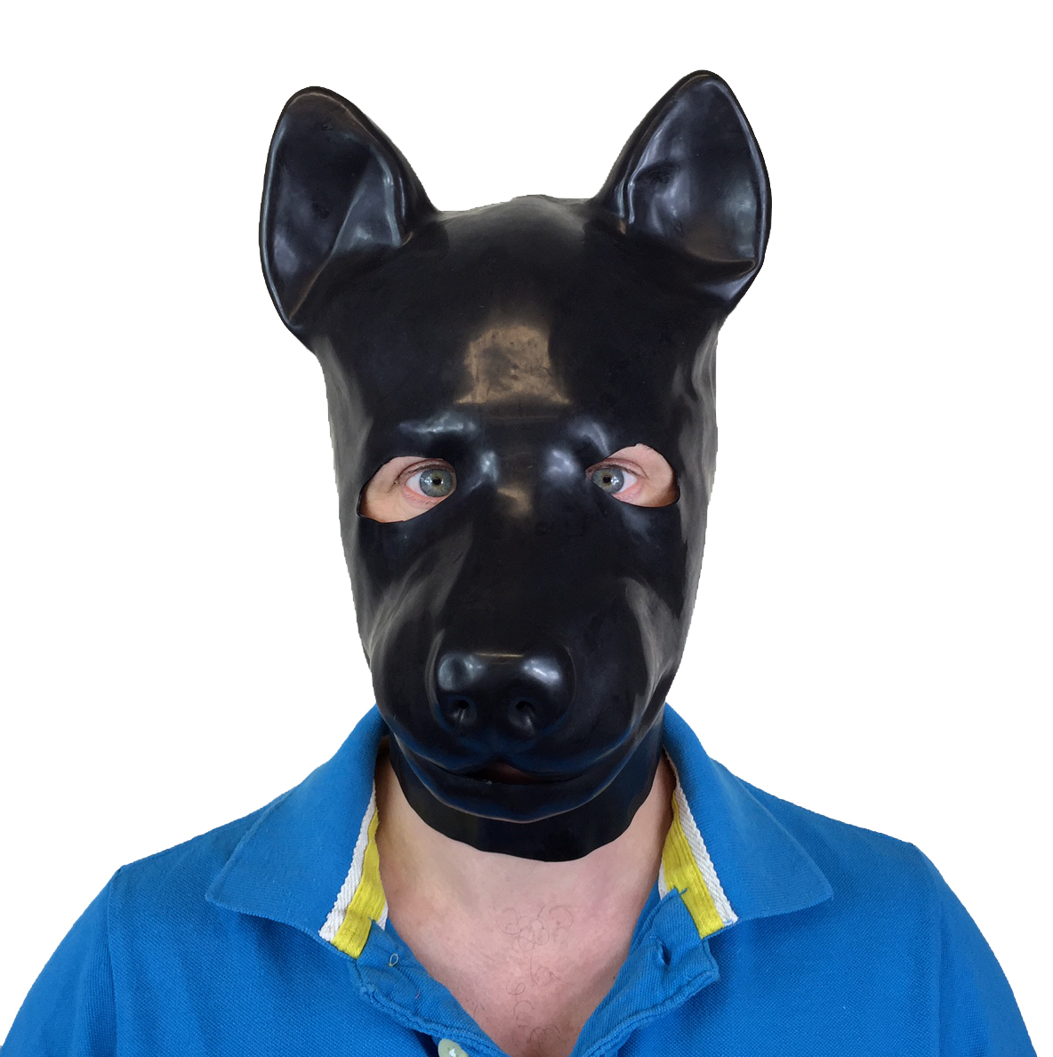 LATEX RUBBER BLACK FETISH DOG MASK FULL HEAD HOOD ANIMAL SUIT eBay