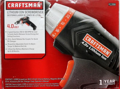 Craftsman 11398 4 Volt Lithium-Ion Cordless 1/4 ...