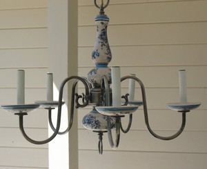 DELFT CEILING 5 ARM chandelier CHANDELIER delft  vintage LAMP HANGING LIGHT FIXTURE VINTAGE BLUE