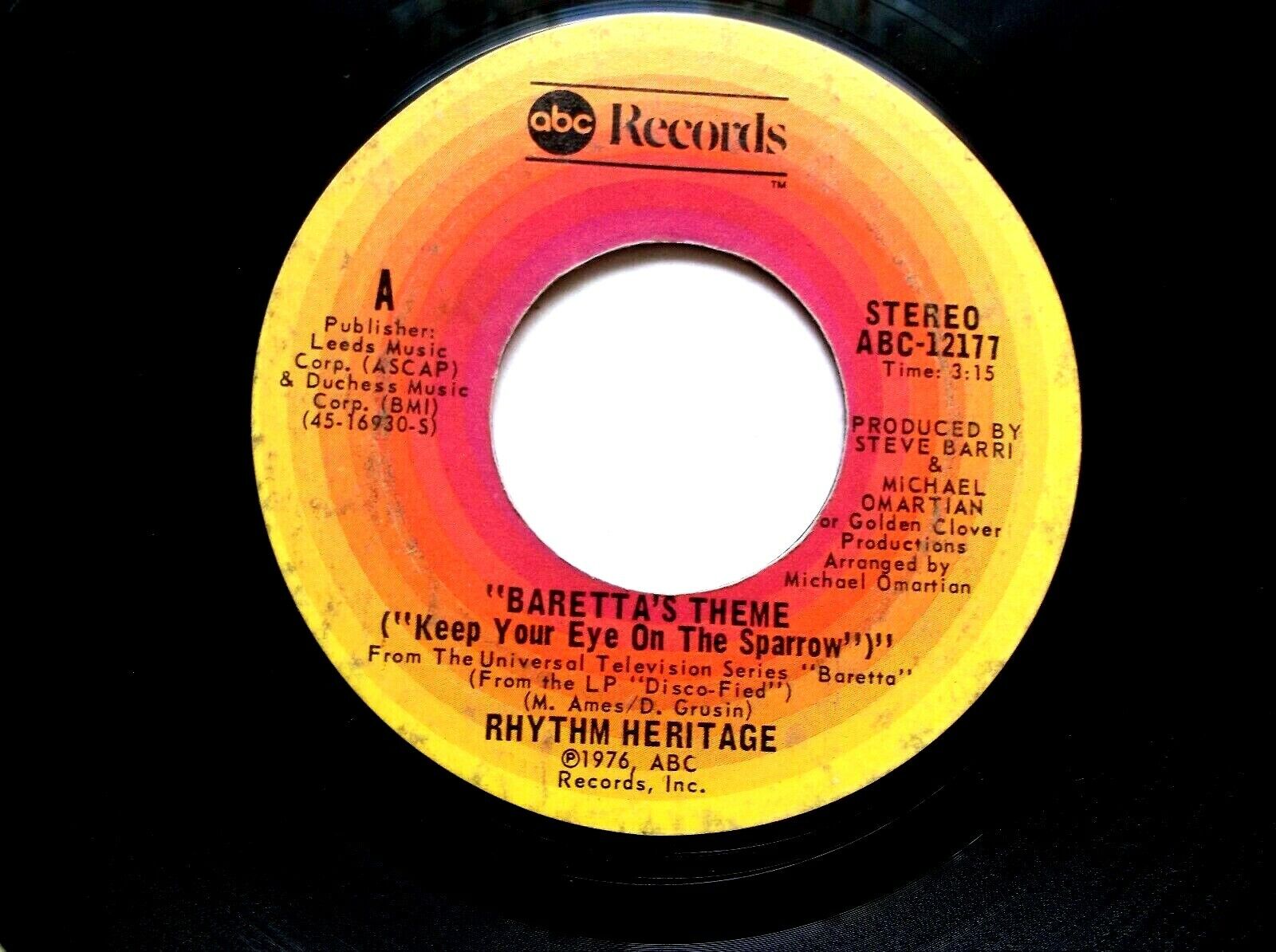 MY CHERIE AMOUR BY RHYTHM HERITAGE 45 RPM POP 7" ABC RECORDS 1976