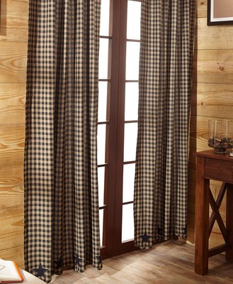 Curtains Ideas black and khaki curtains : Black Star Scalloped Panel Set Curtains Rustic Khaki Applique ...