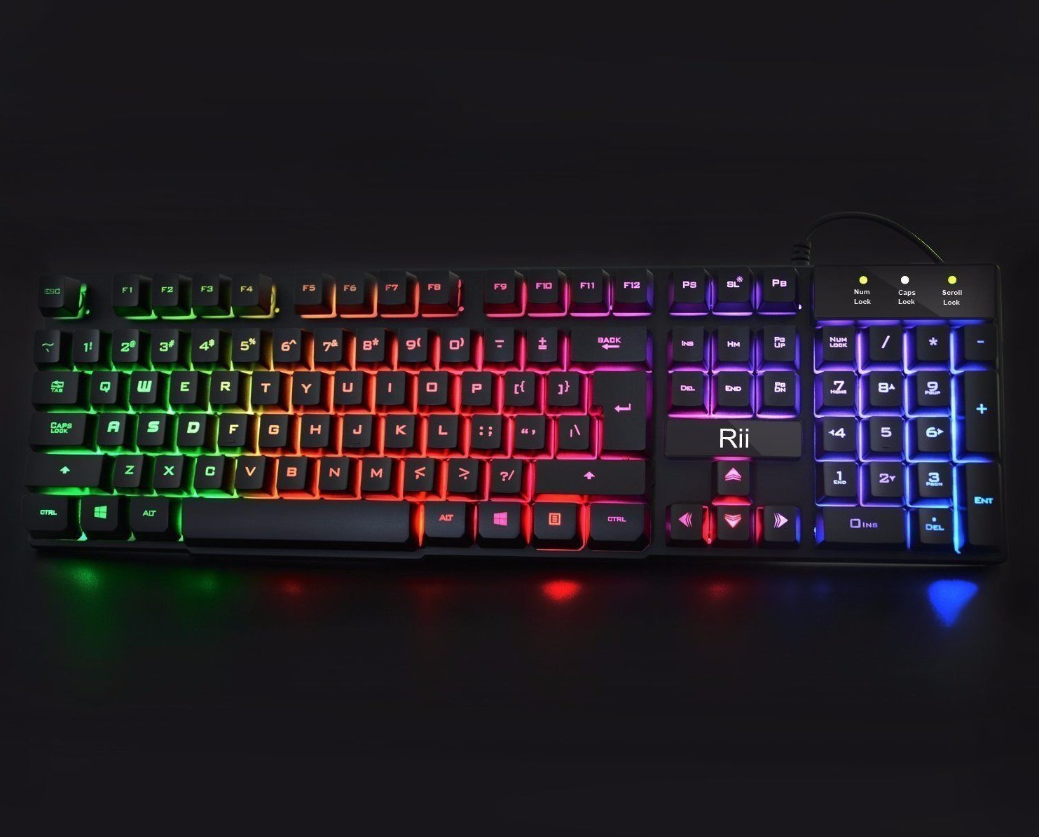LARGE Light Up Gaming Keyboard BLUE RED MechanicalLike Wired Backlit
