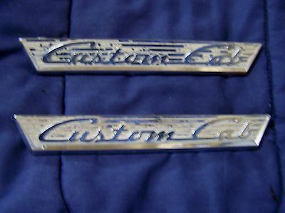 1955 1956 FORD F-100 USED PAIR OF "CUSTOM CAB" EMBLEMS. FROM 36,000 56 PICKUP.