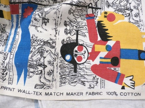 VTG French Fabric Napoleon 1960s Pop Cotton Toille Soldier 36