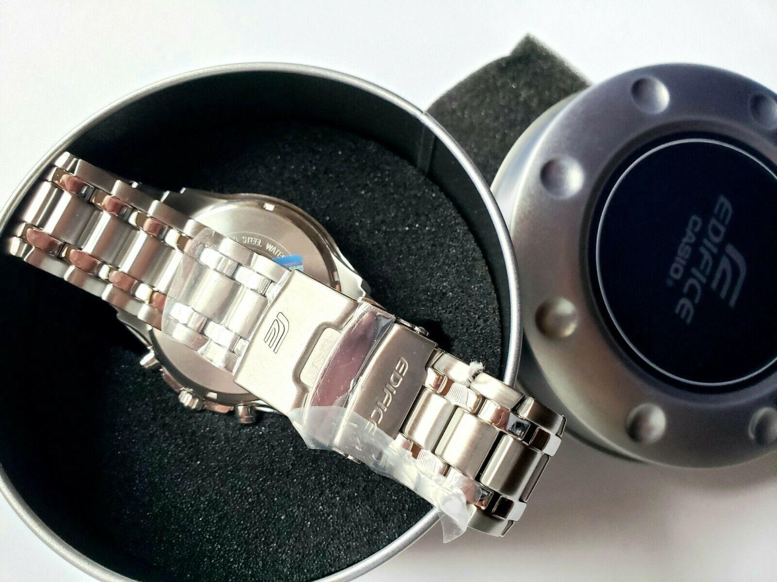 Casio Edifice EF538D Chronograph Tachometer Sport Watch ,silver/Blue.new