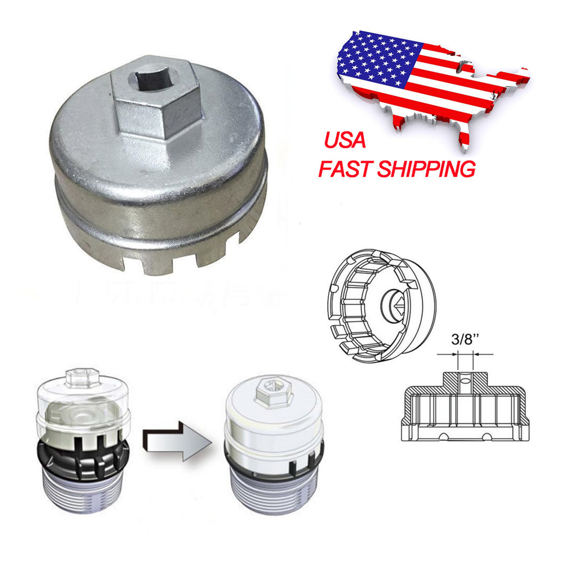 64mm Oil Filter Wrench 4 cyl Engines for Toyota,Lexus,Corolla,Rav4