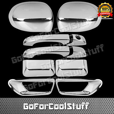 For 2011-2016 Jeep Compass Chrome Covers Mirrors+Door Handles+Rear Fog Lamps