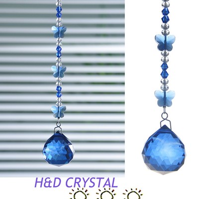 Blue Crystal Ball Suncatcher Prisms Pendant Pendulum ...