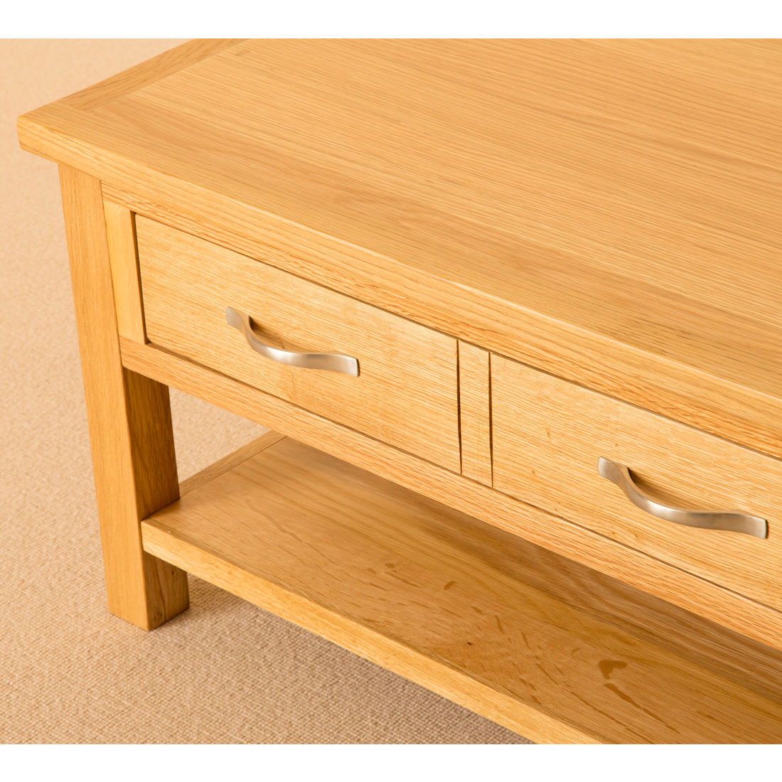 Drawer Shelf Light Oak Modern Coffee Table Newlyn Oak Small