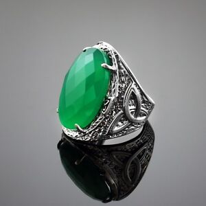 Sterling-Silver-Green-Agate-Gemstone-Celtic-Ring-Oxidized-Made-in-USA