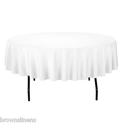 90 inch ROUND WHITE FABRIC TABLECLOTH FOR YOUR HOLIDAY TABLE 