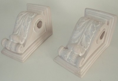 Curtains Ideas corbel curtain rod bracket : CORBEL CURTAIN ROD HOLDER PAIR ACANTHUS LEAF MOTIF 10½
